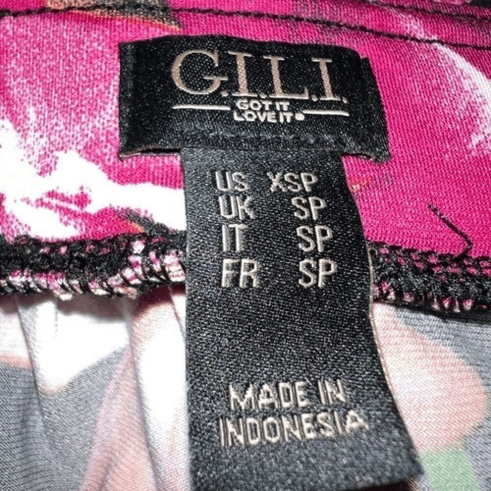 G.I.L.I. Black Floral Wide Leg Pull On Knit Cape Pants NWOT Size XS - Picture 9 of 9